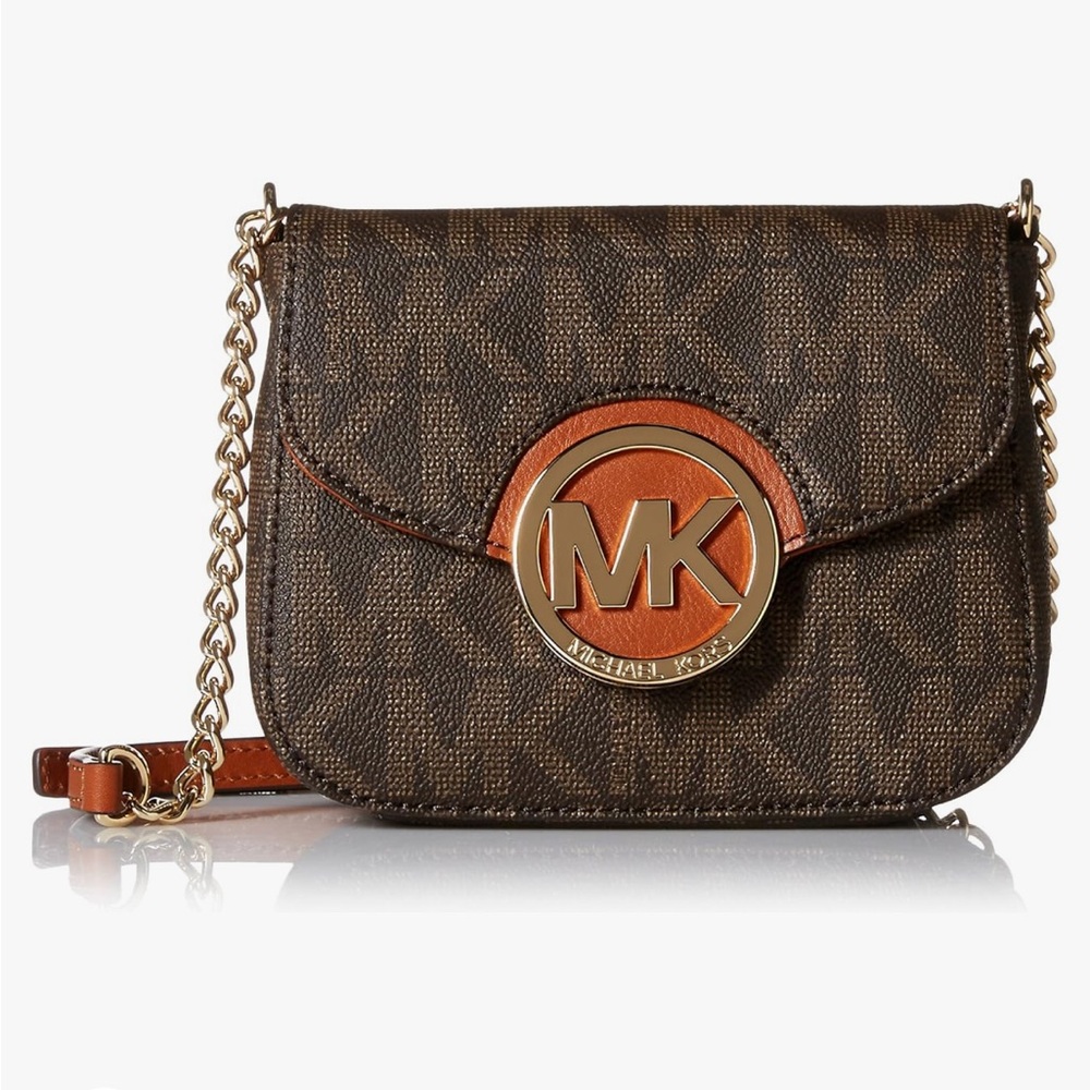 Michael Kors Fulton Womens Small Crossbody Handbag Brown